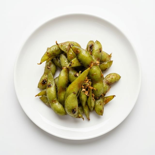 Spicy Garlic Edamame.